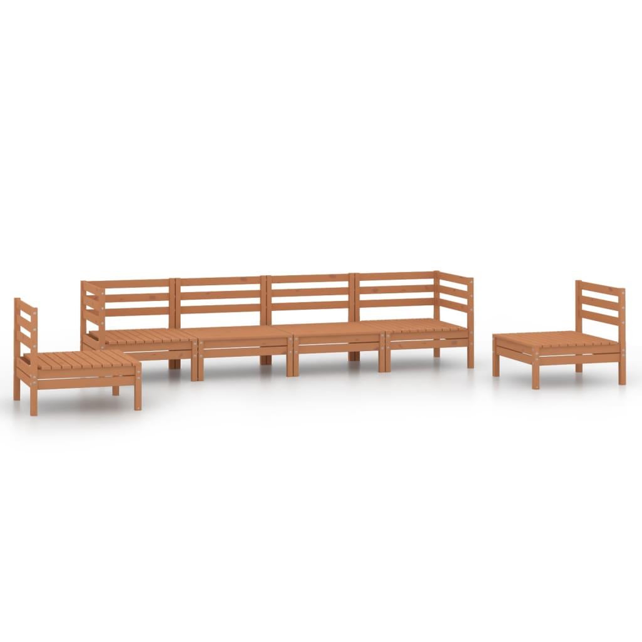 Voir la diapositive 2 : VIDAXL Salon de jardin 6 pcs marron miel bois de pin massif