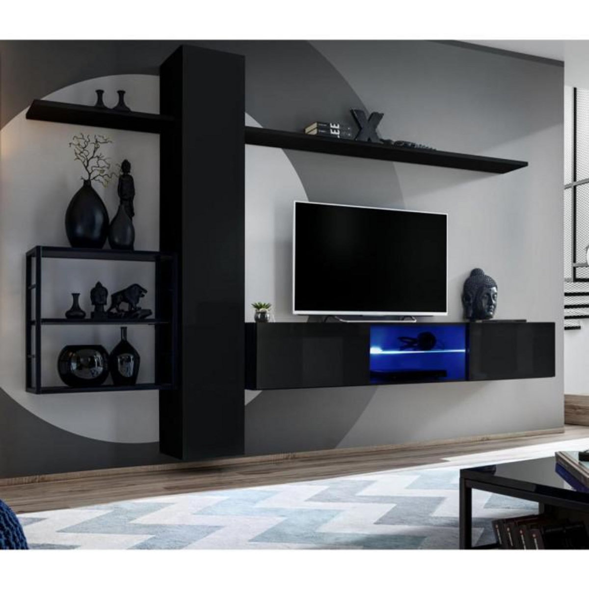 Paris Prix Ensemble Meuble TV  Switch V  270cm Noir