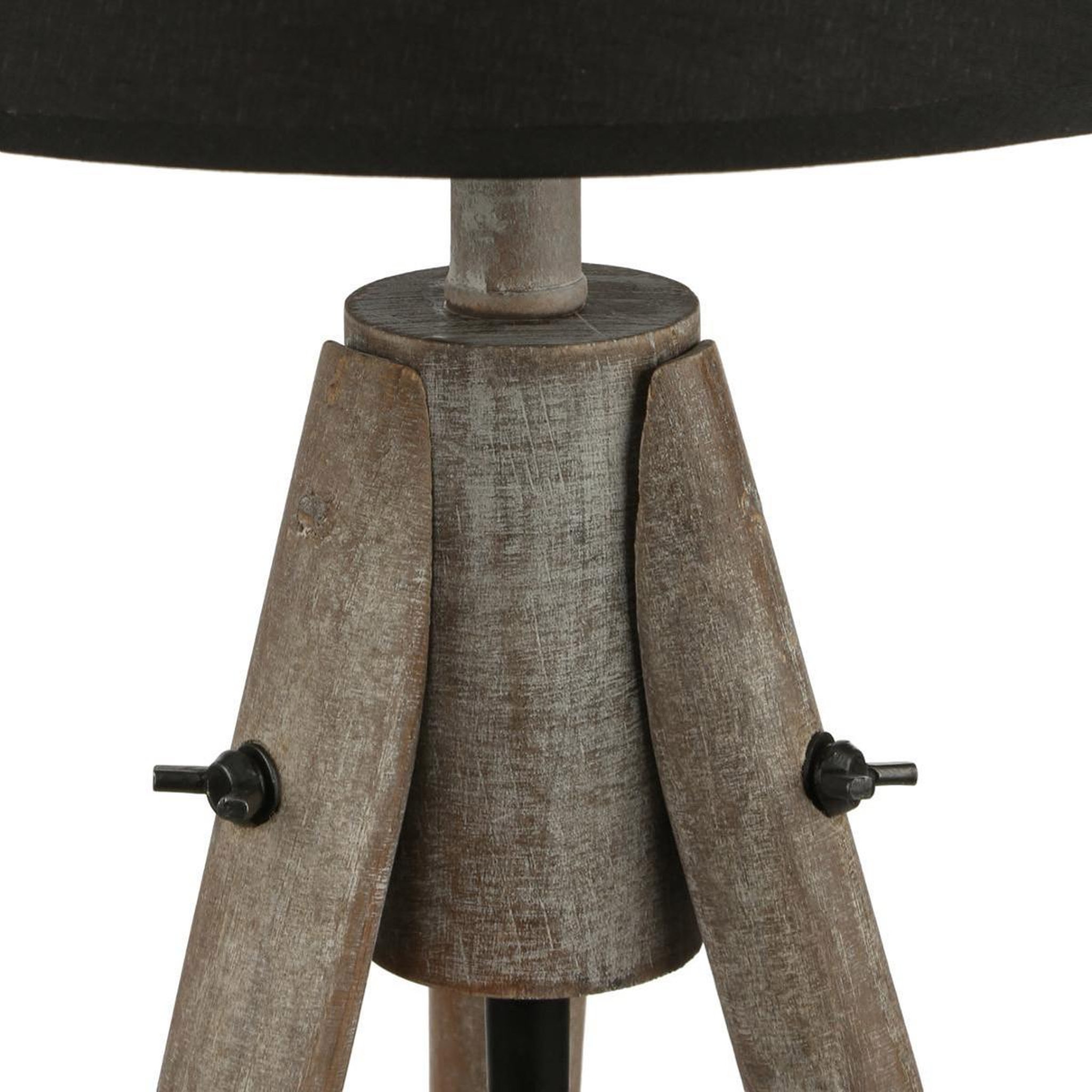 Voir la diapositive 3 : ATMOSPHERA Lampe à poser bois  abat-jour  46cm gris