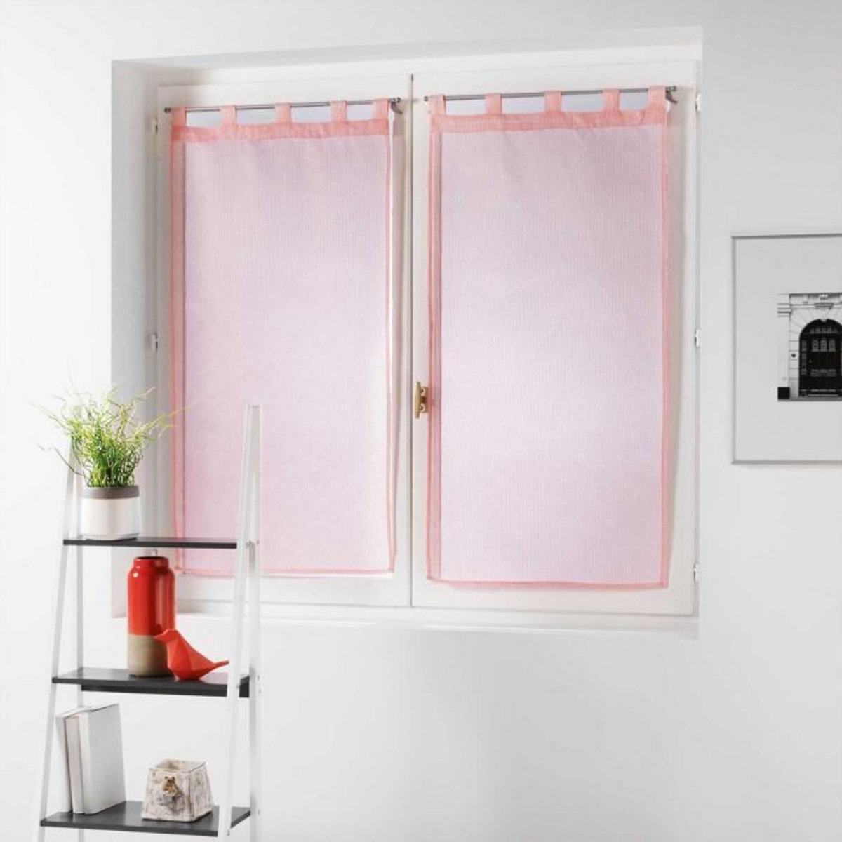 Paris Prix Paire de Voilages  Pointille  60x90cm Saumon