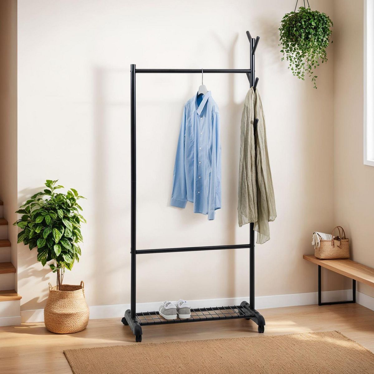 IDIMEX Penderie mobile AURIGO avec portemanteau, en métal