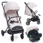 BEBELISSIMO Poussette combinée duo 2 en 1 - siège auto 0+ Lioni – dès la naissance – jusqu'à 22kg - beige