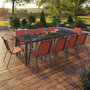 Voir la diapositive 2 : ID MARKET Salon de jardin MADRID table 240 CM et 10 chaises empilables terracotta