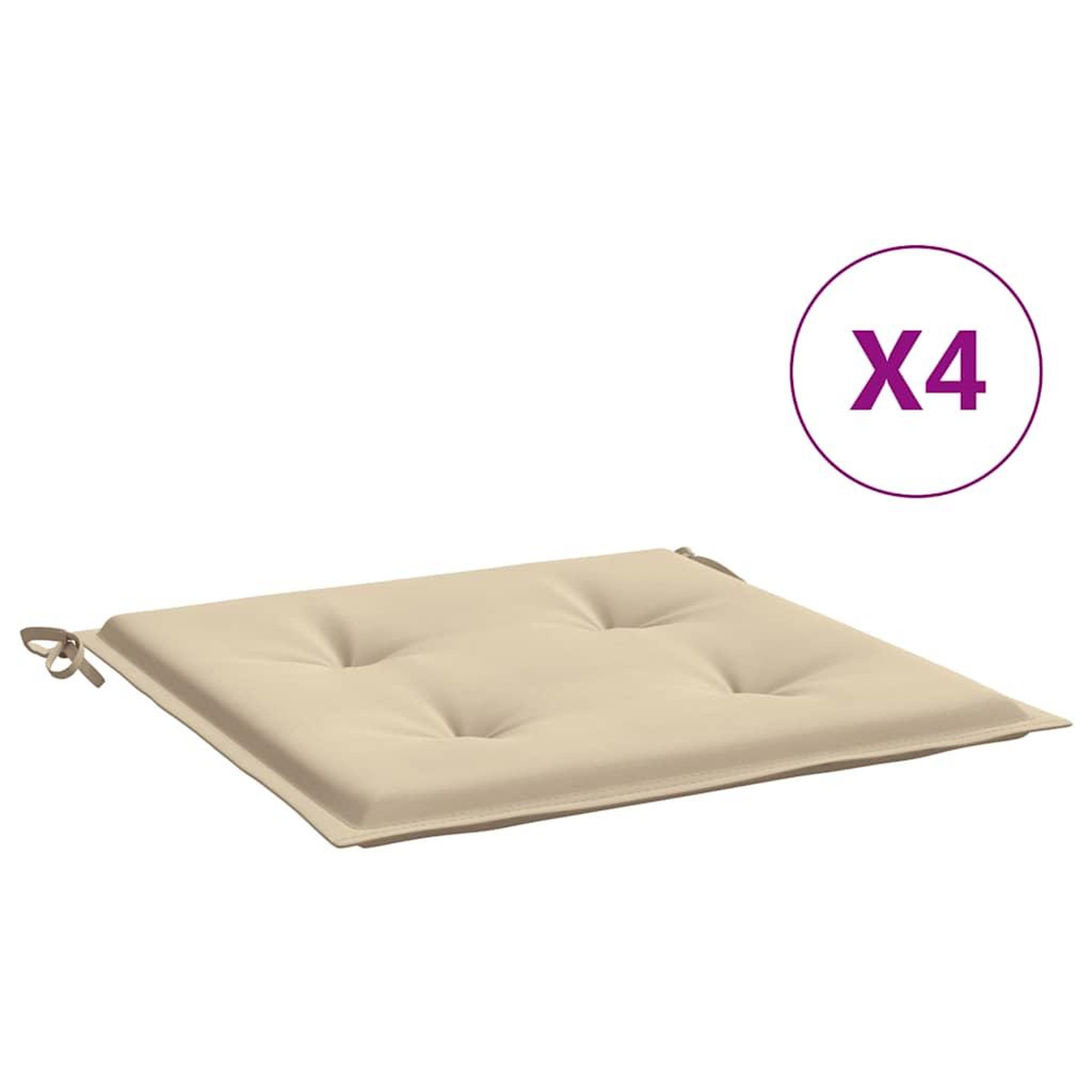 Voir la diapositive 2 : VIDAXL Coussins de chaise jardin lot de 4 beige 50x50x4cm tissu oxford