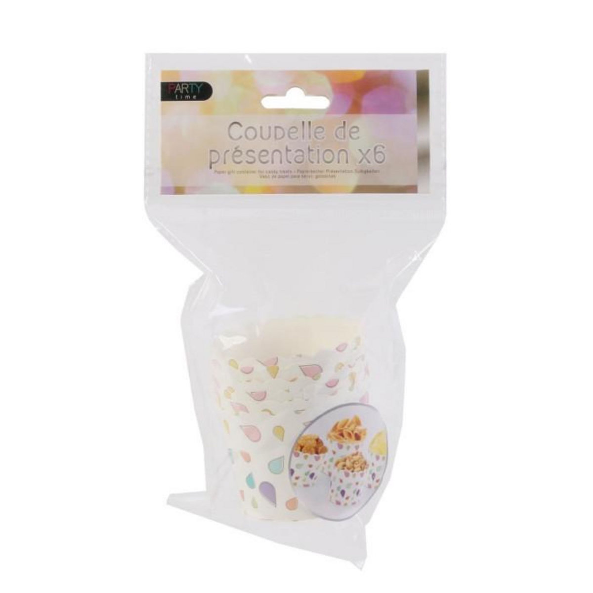 Paris Prix Lot de 6 Coupelles de Présentation  Illus  7cm Blanc