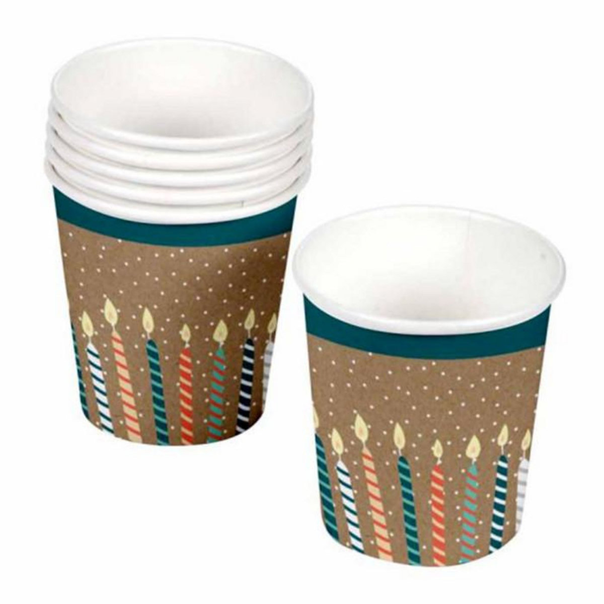 Paris Prix Lot de 6 Gobelets Jetables  Anniversaire Kraft  23cl Naturel