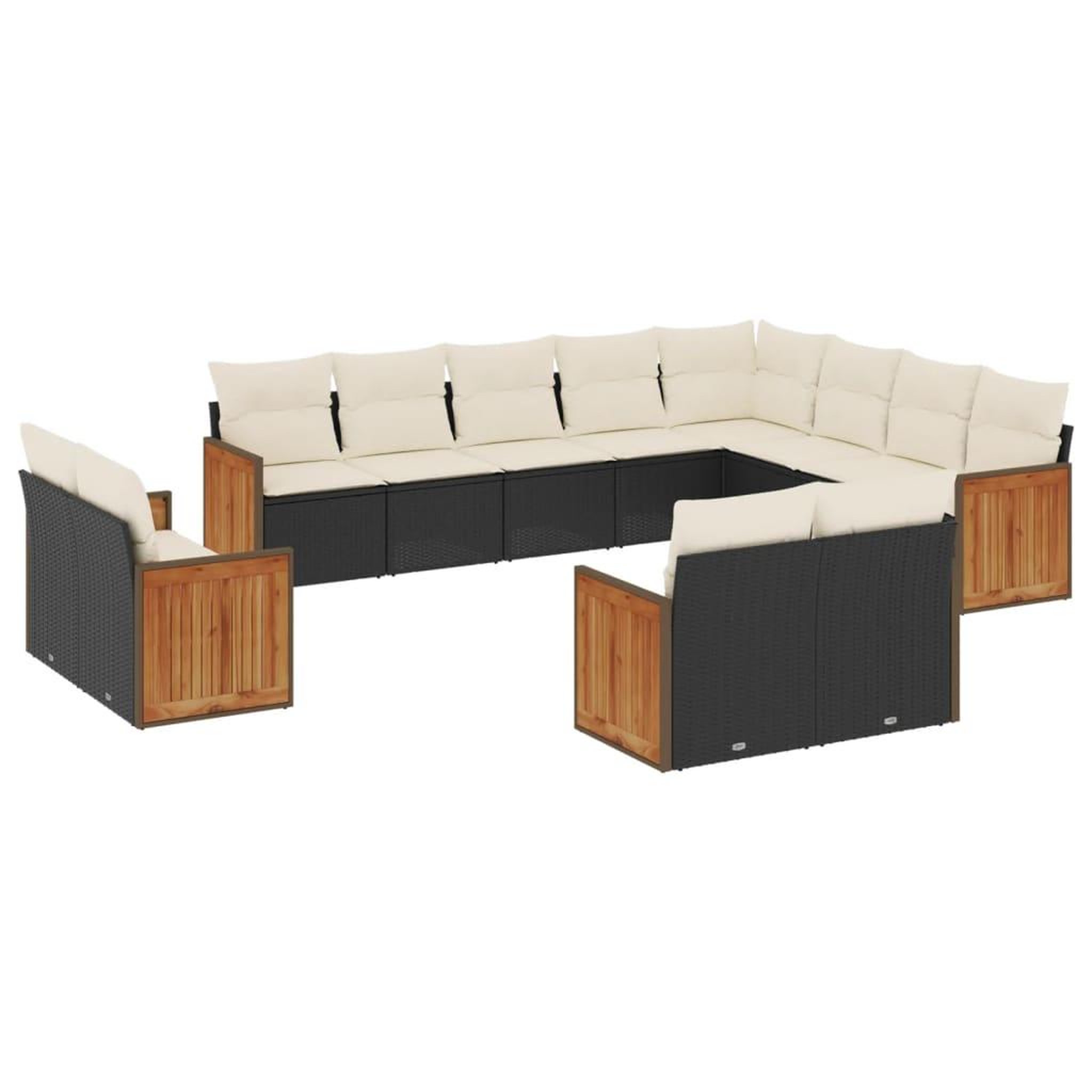 Voir la diapositive 2 : VIDAXL Salon de jardin 12 pcs avec coussins noir resine tressee