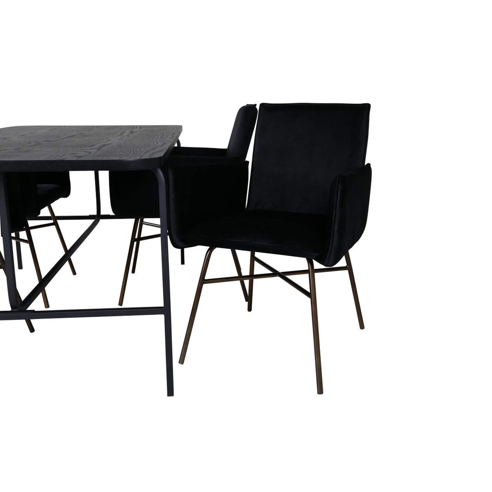 Voir la diapositive 4 : Paris Prix Ensemble table à manger & 4 chaises  uno & petra  200cm noir