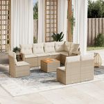 VIDAXL Salon de jardin avec coussins 9 pcs beige resine tressee