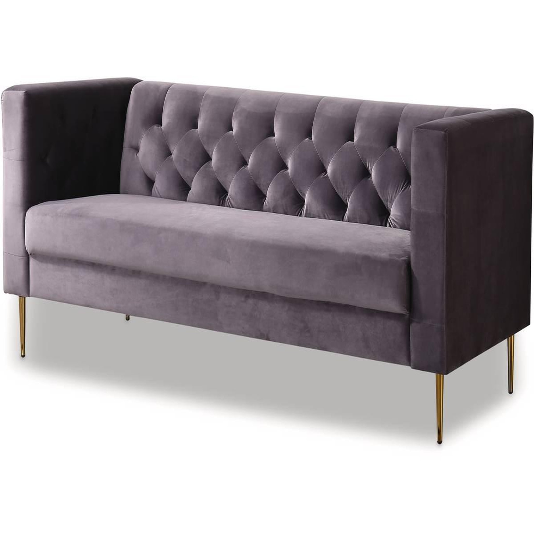 Habitat et Jardin Canapé fixe en velours  bruce  - 196 x 76 x 82 cm - 3 places - gris