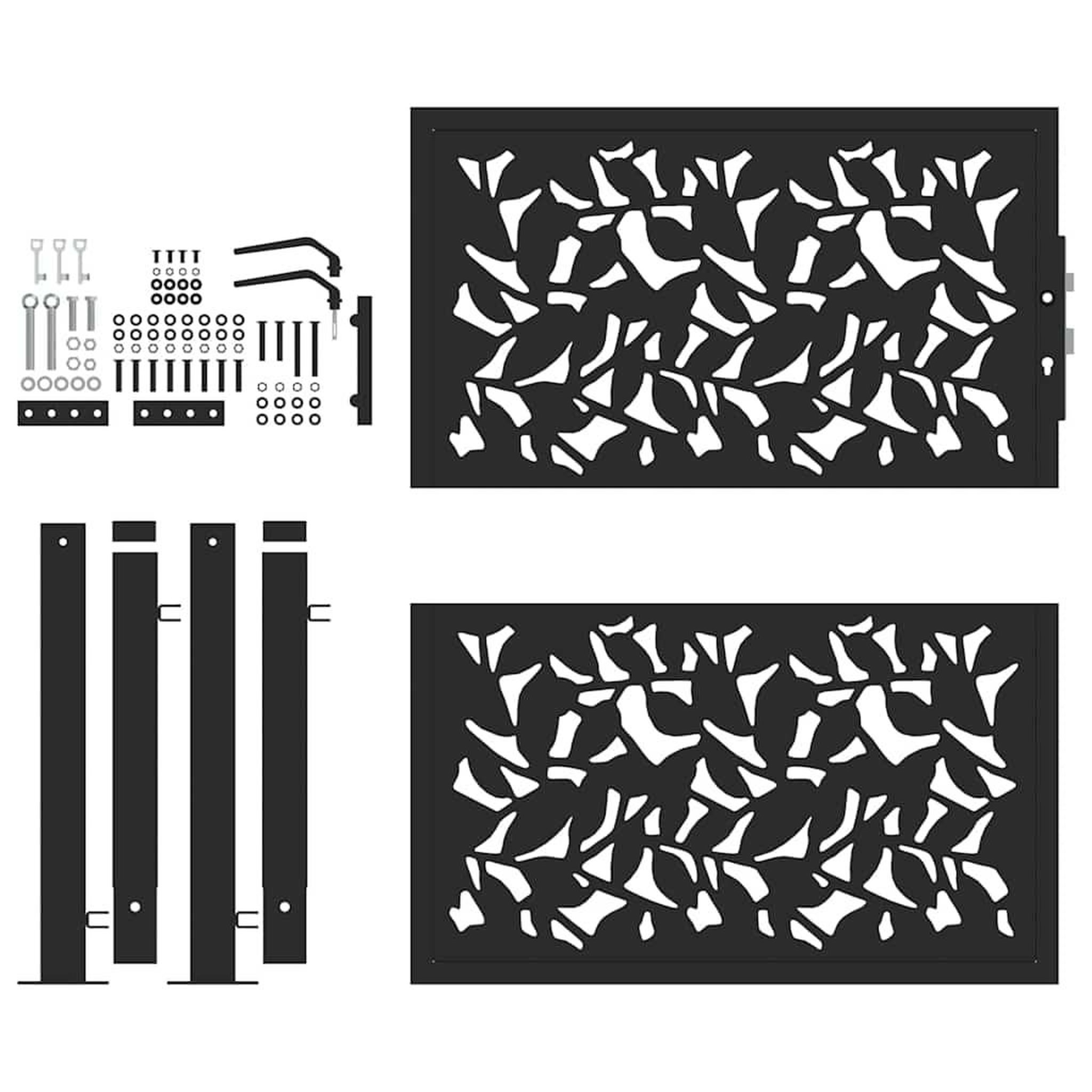 Voir la diapositive 4 : VIDAXL Portail de jardin noir 105x106 cm acier conception de feuilles
