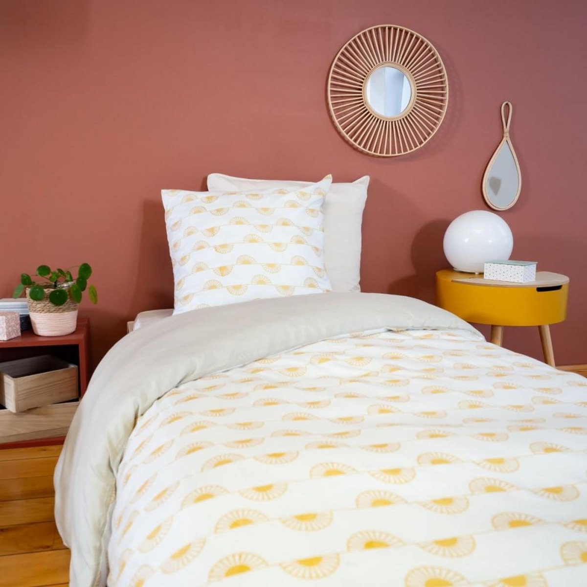 COTE DECO Housse de couette 140x200 HELIS + 1 taie microfibre