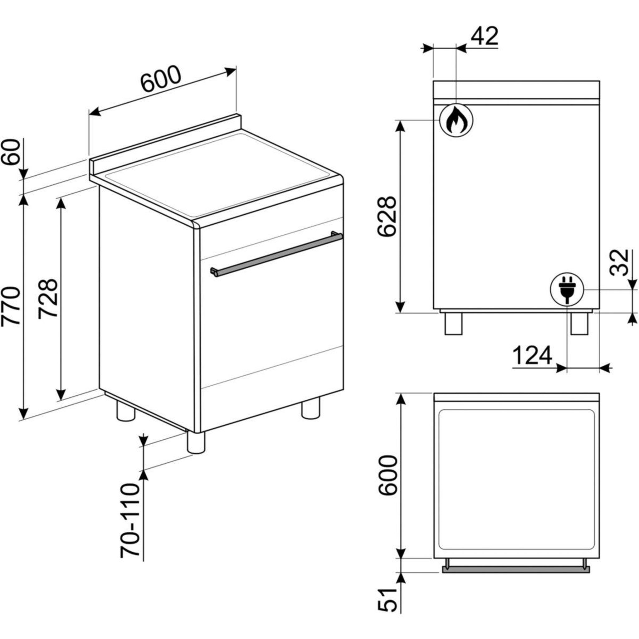 Voir la diapositive 4 : SMEG Cuisinière gaz gp61x9