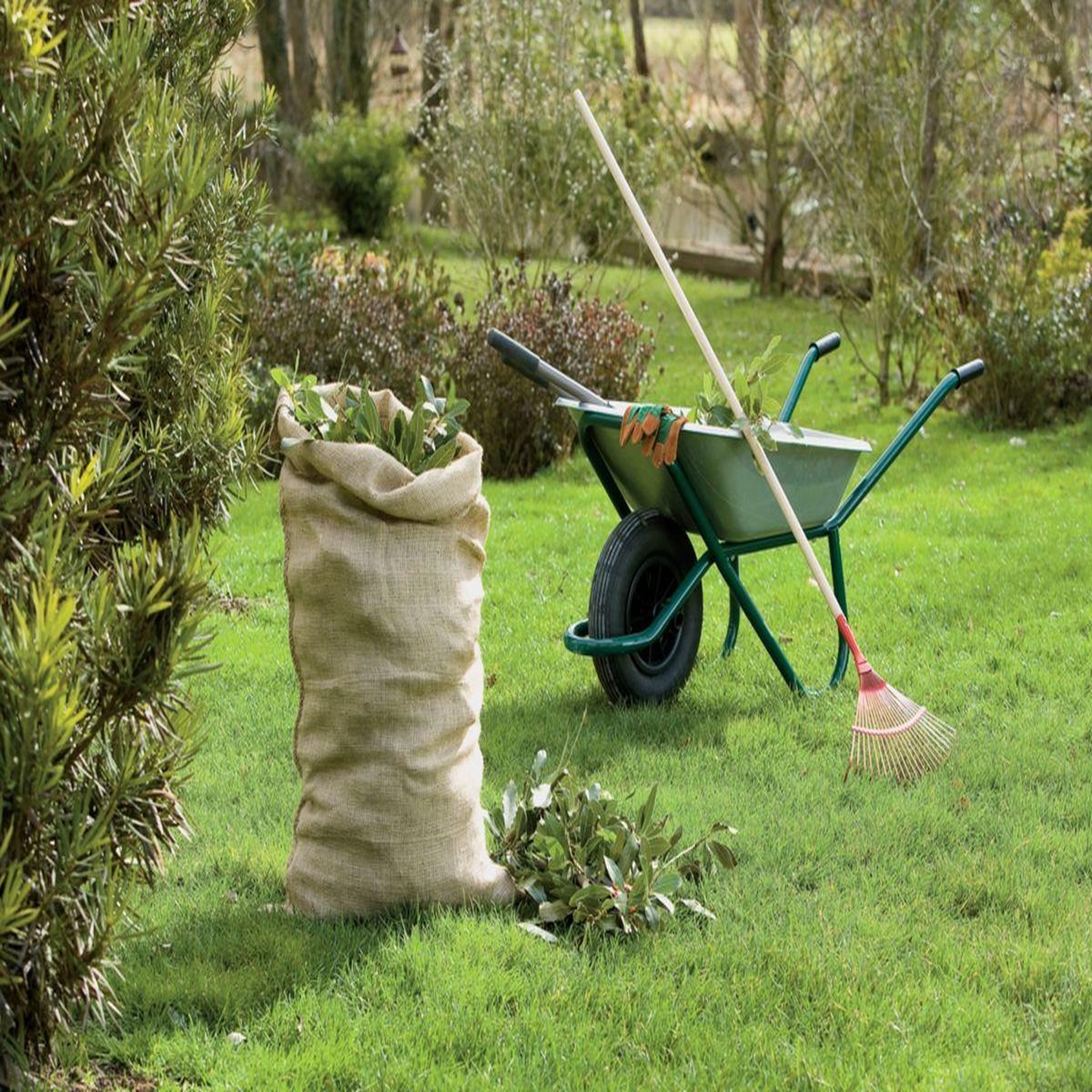 Nortene Lot de 3 sacs à déchets verts naturels   Jutebag