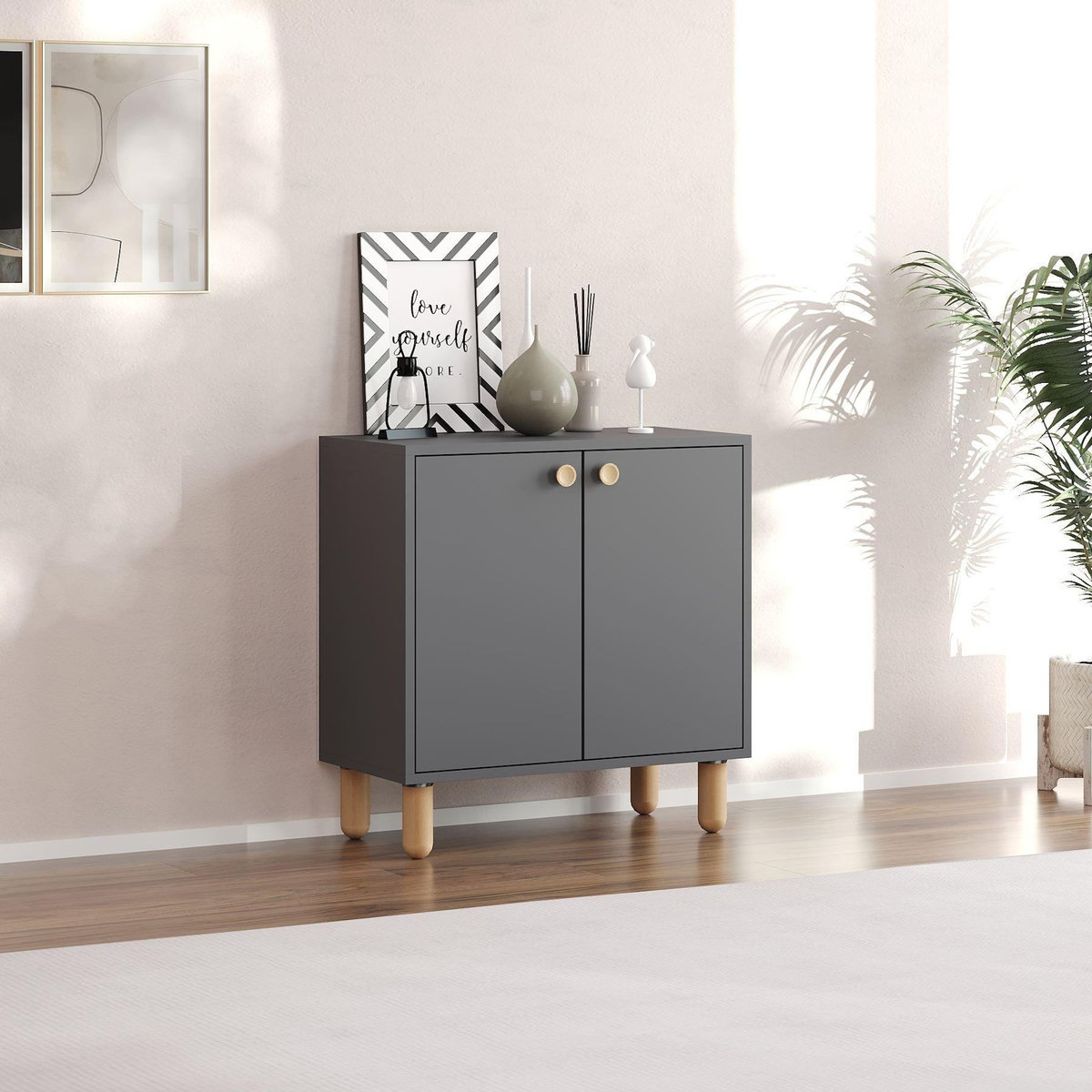 Habitat et Jardin Buffet en bois  Lina  - 72 x 36 x 73 cm - Gris anthracite