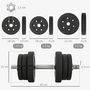 Voir la diapositive 3 : HOMCOM Ensemble d'haltères courtes total 25 Kg - barres incluses - entraînement musculaire & haltérophilie - acier PU noir