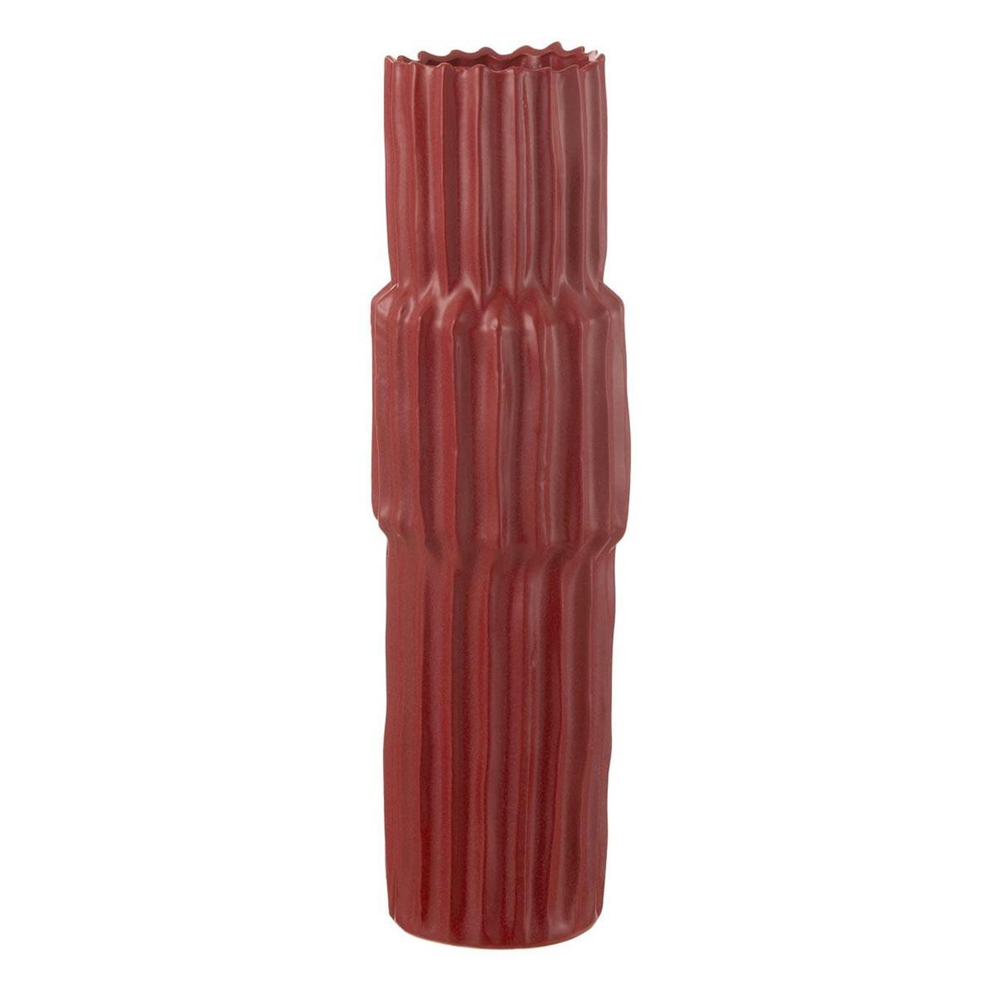 Voir la diapositive 1 : J-LINE Vase Déco en Argile  Ondule  60cm Rouge