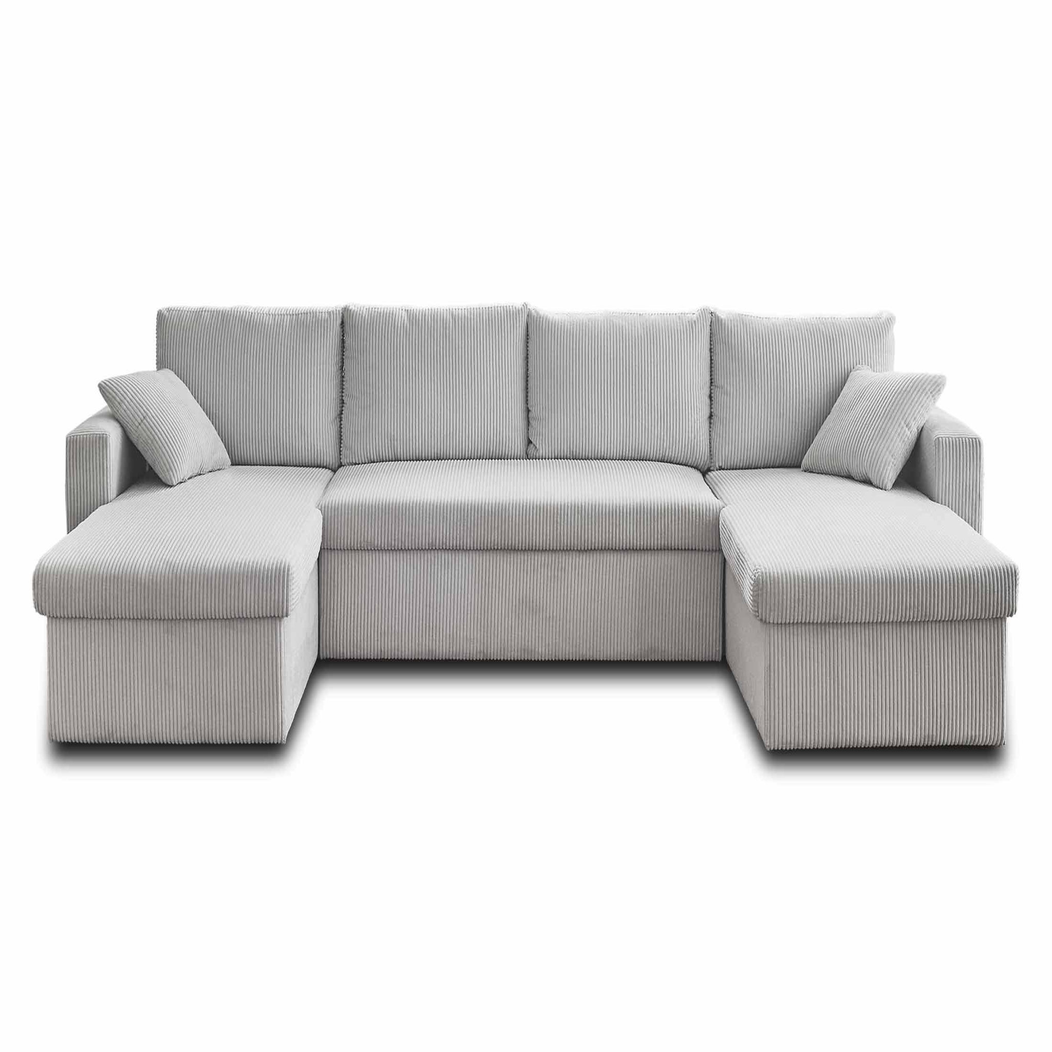 Voir la diapositive 1 : BEST MOBILIER Cyrus - canapé panoramique en u - 7 places - convertible avec coffre - en velours côtelé