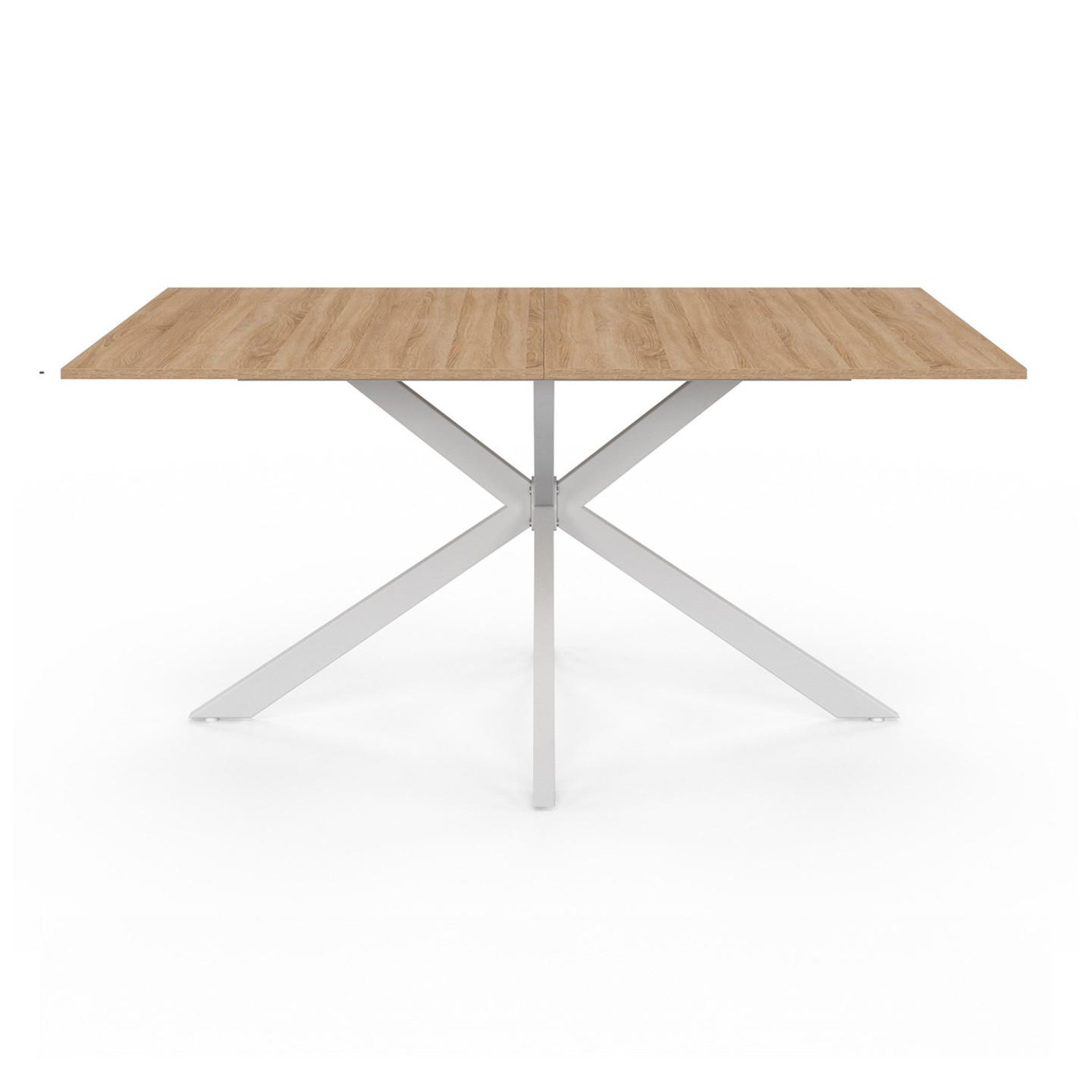 Voir la diapositive 3 : ID MARKET Table à manger rectangle alix 8 personnes pied araignée bois et blanc 160 cm