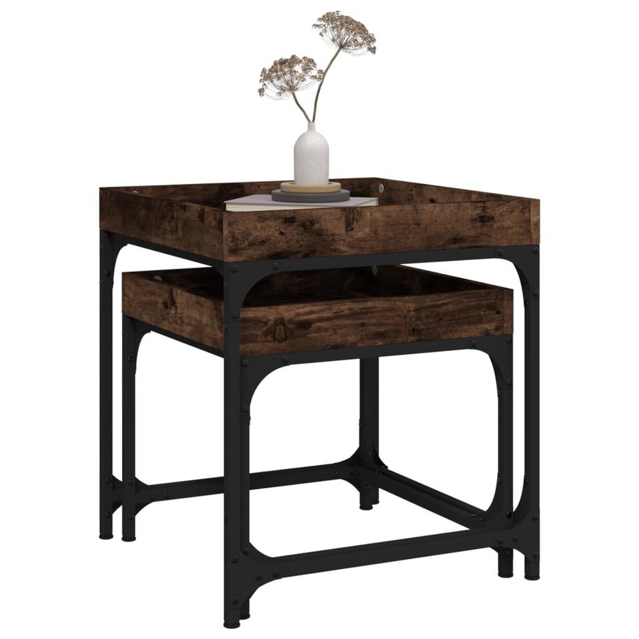 Voir la diapositive 5 : VIDAXL Tables d'appoint 2 pcs Chene fume Bois d'ingenierie