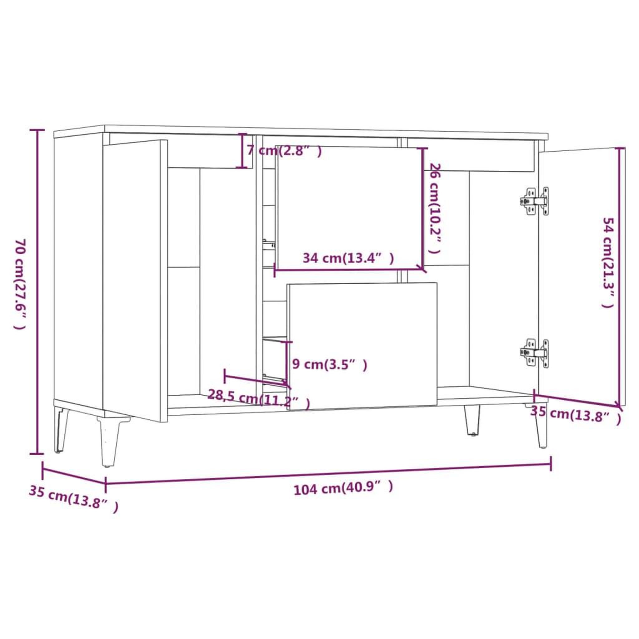 Voir la diapositive 6 : VIDAXL Buffet Chene fume 104x35x70 cm Bois d'ingenierie