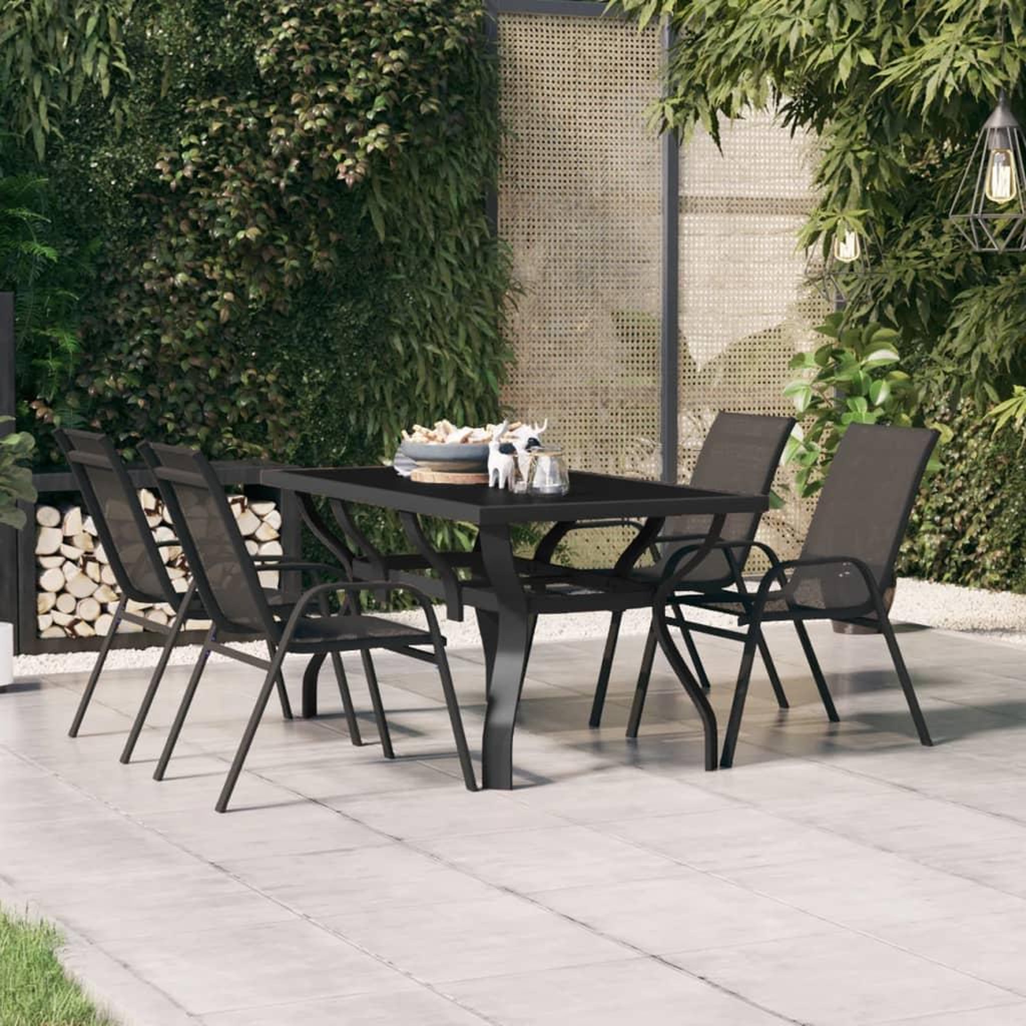 Voir la diapositive 1 : VIDAXL Table de jardin Noir 140x70x70 cm Acier et verre