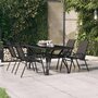 Voir la diapositive 1 : VIDAXL Table de jardin Noir 140x70x70 cm Acier et verre