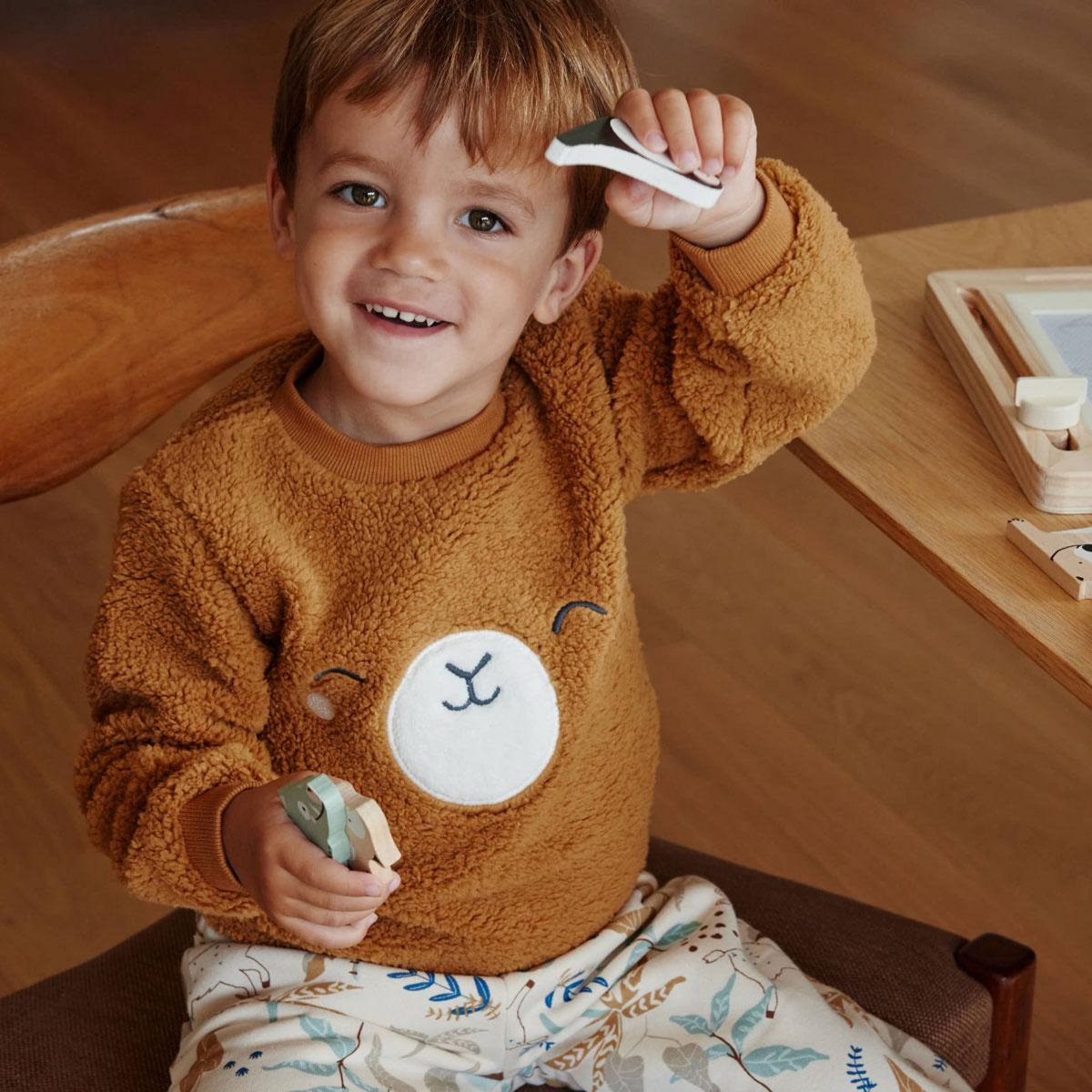 Petit Béguin Ensemble bébé sweat-shirt en sherpa et pantalon en molleton Lamascotte