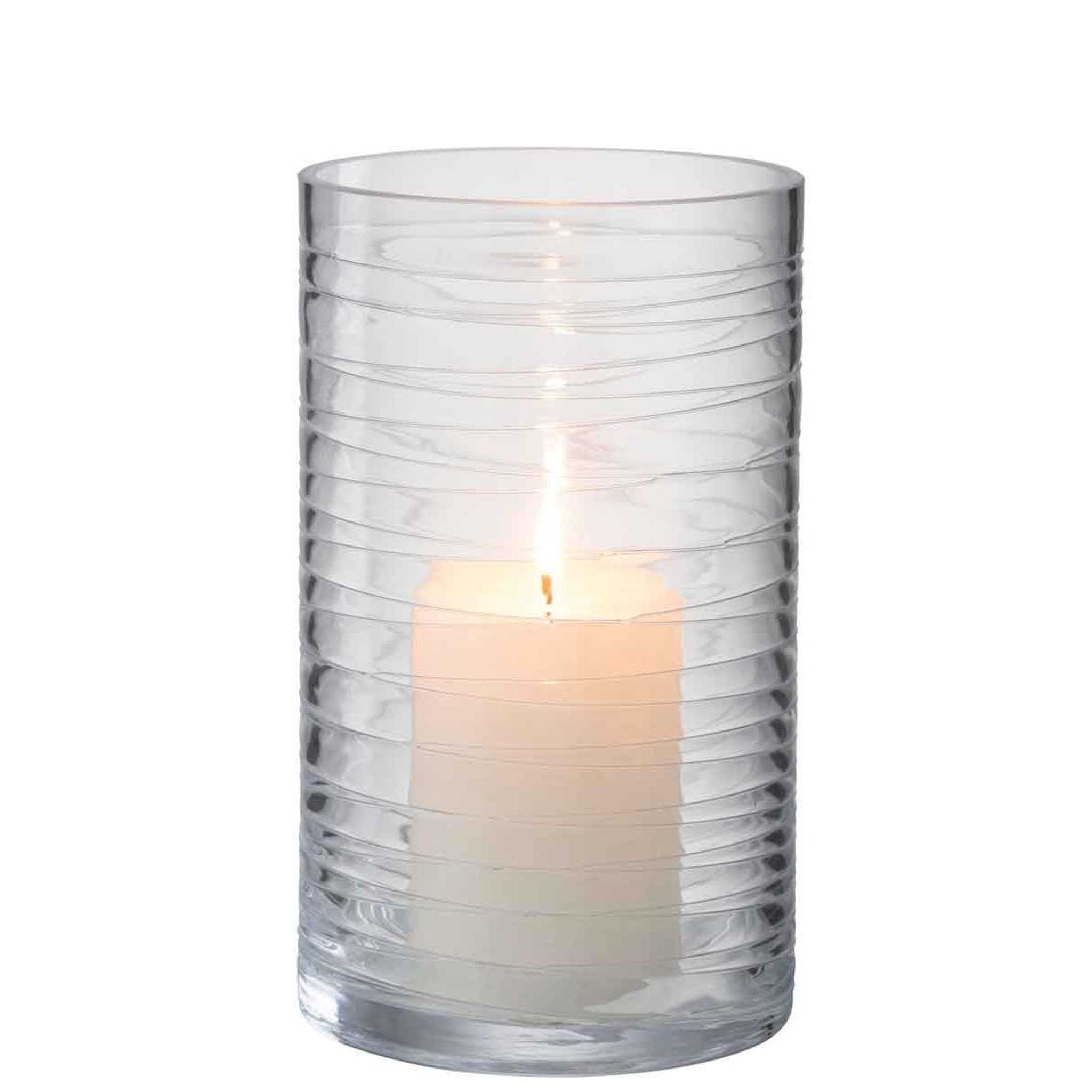 Voir la diapositive 2 : J-LINE Photophore design  lignes verre  22cm transparent