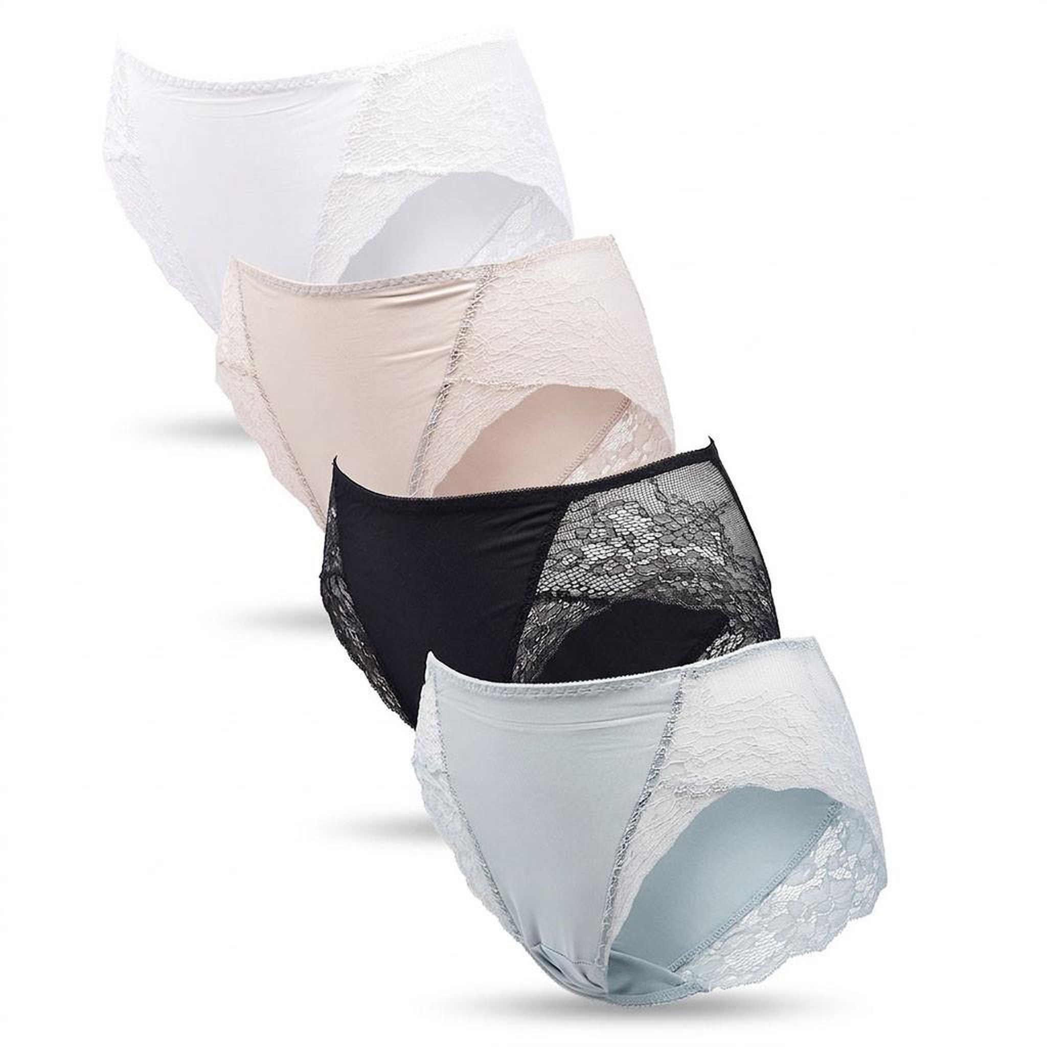 OZABI OZABI Pack de Culottes Femme Gainantes Dentelle Invisible – Lot de 4. Coloris disponibles : Bicolore, Multicolore