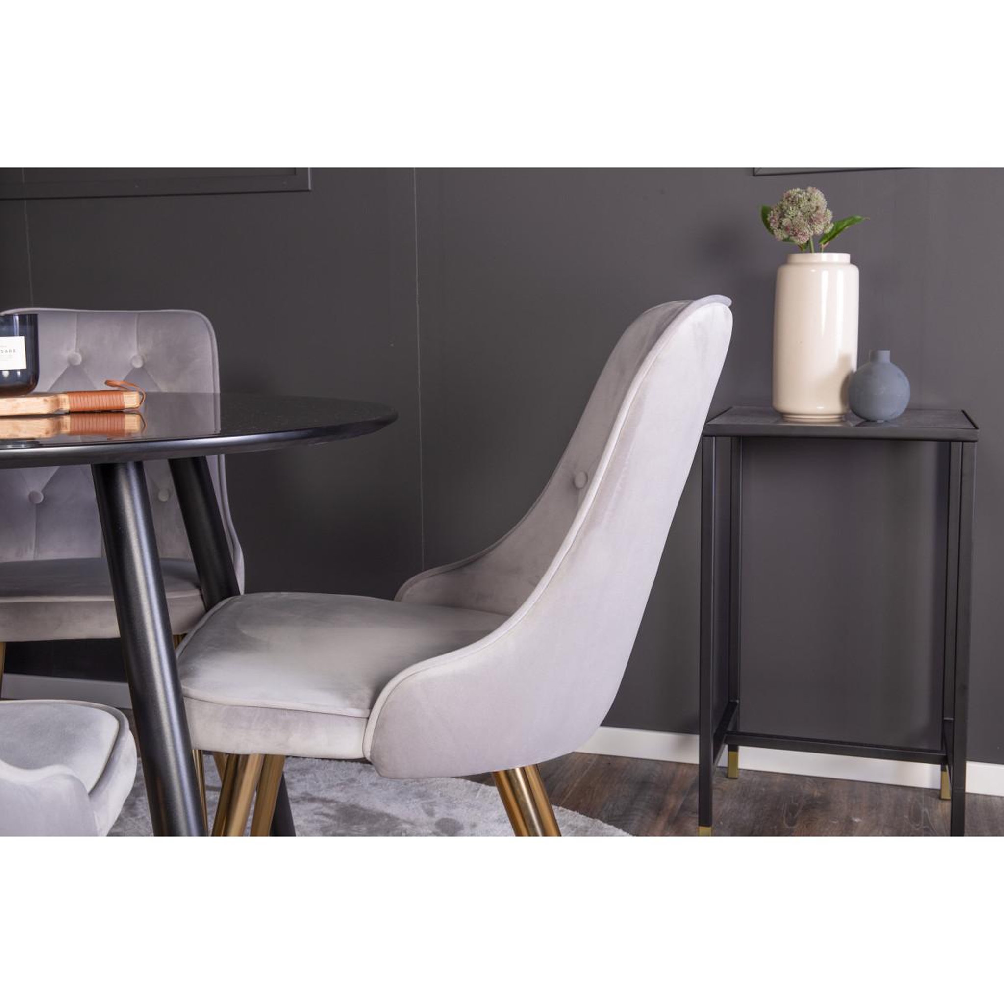 Voir la diapositive 5 : Paris Prix Ensemble table à manger & 4 chaises  plaza & deluxe  100cm noir & gris
