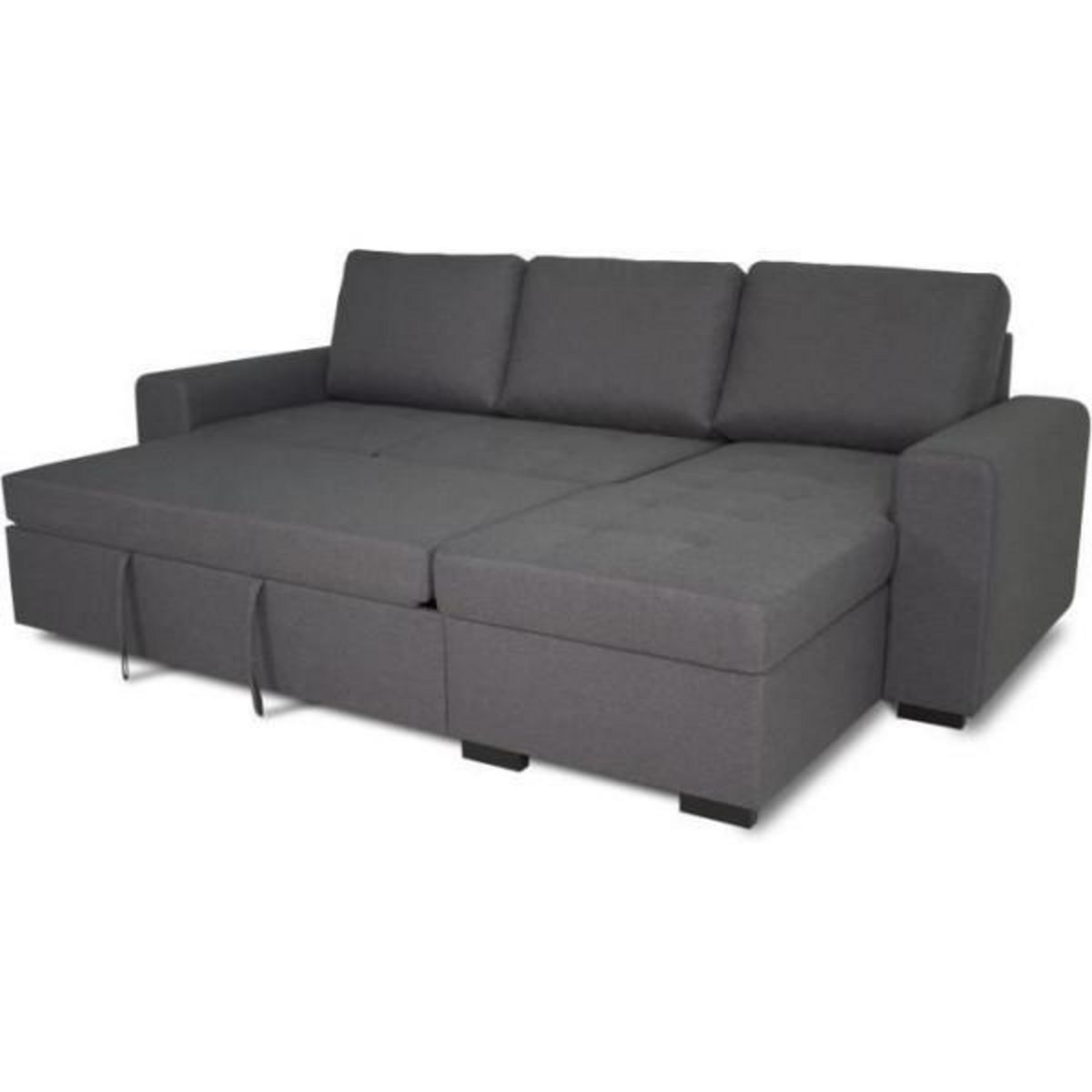 MARKET24 Canapé d'angle convertible réversible CATHY 3 places - Tissu Gris - L 242 x P 155 x H 85 cm