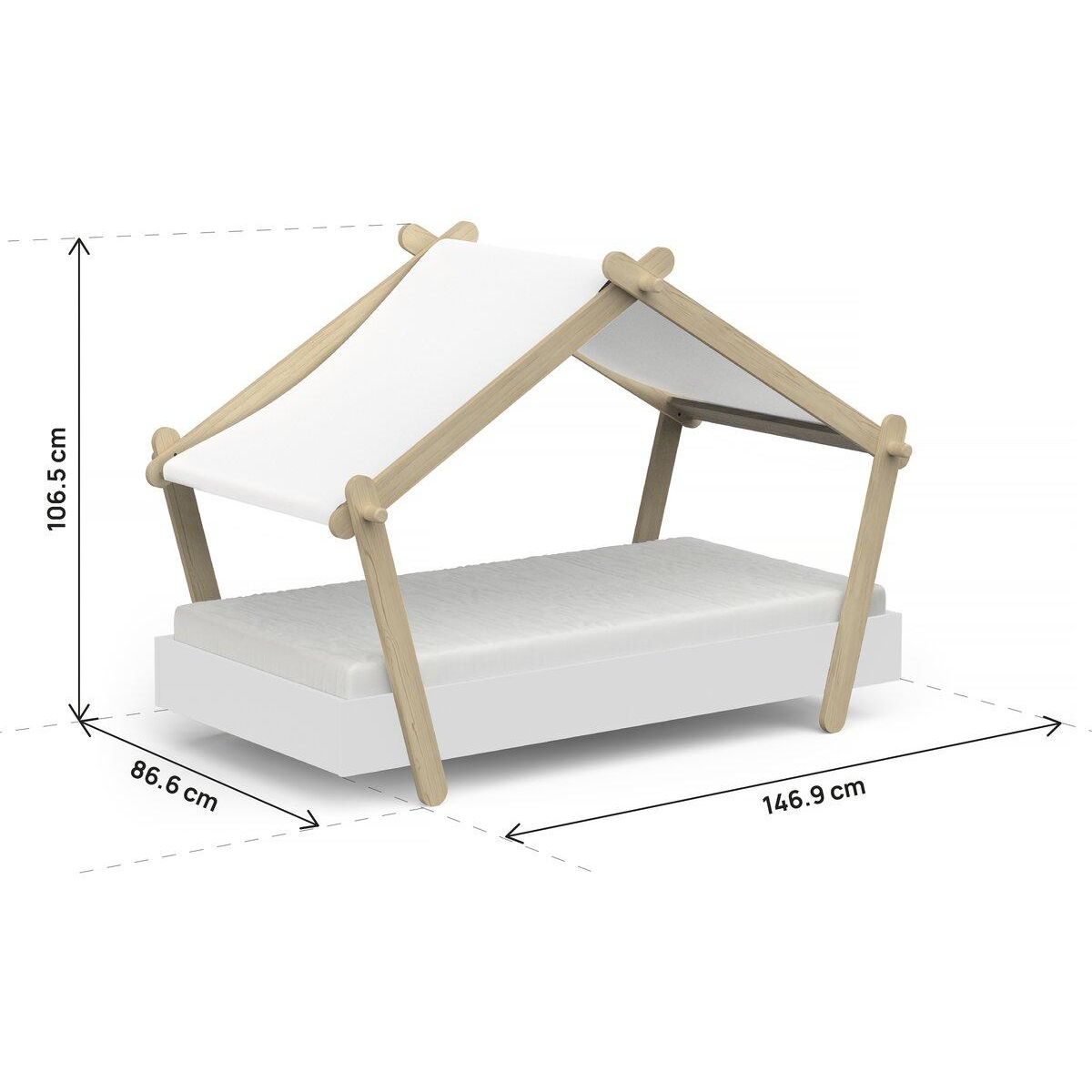 Habitat et Jardin Lit cabane surélevé enfant   Lodge   - 70 x 140 cm - Blanc mat