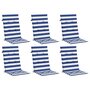 Voir la diapositive 3 : VIDAXL Coussins de chaise a dossier haut lot de 6 rayures bleu/blanc