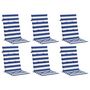 Voir la diapositive 3 : VIDAXL Coussins de chaise a dossier haut lot de 6 rayures bleu/blanc