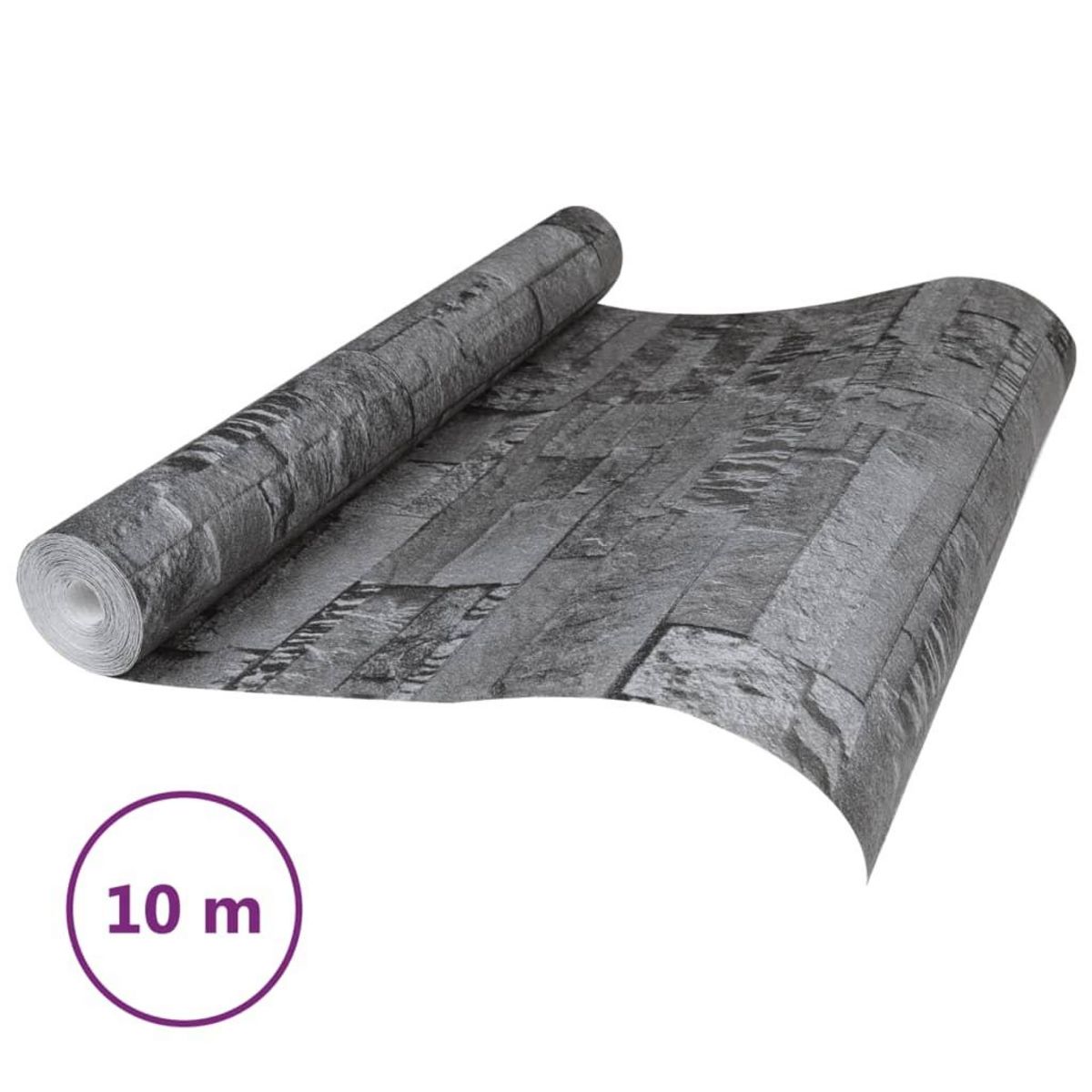 VIDAXL Papier peint 3D aspect de pierre noir 10x0,53 m non tisse
