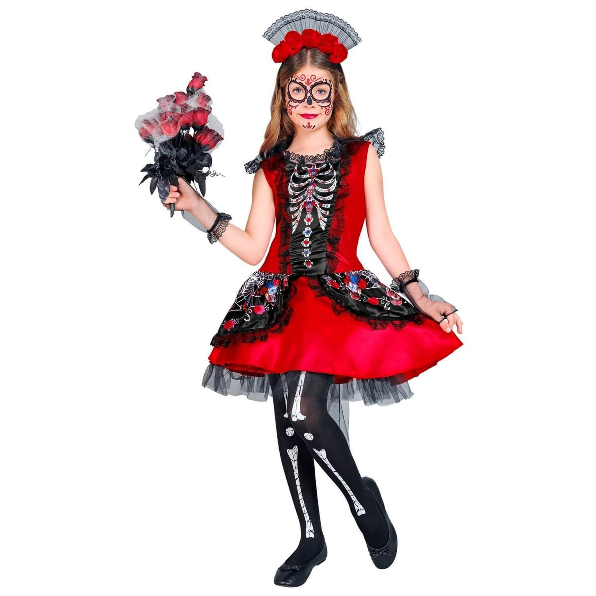 Voir la diapositive 2 : WIDMANN Déguisement Jour des Morts - Fille - 4/5 ans (104 à 110 cm)