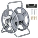 OUTSUNNY Dévidoir sur pied ou mural - enrouleur tuyau 40 m - support mural intégré - gris