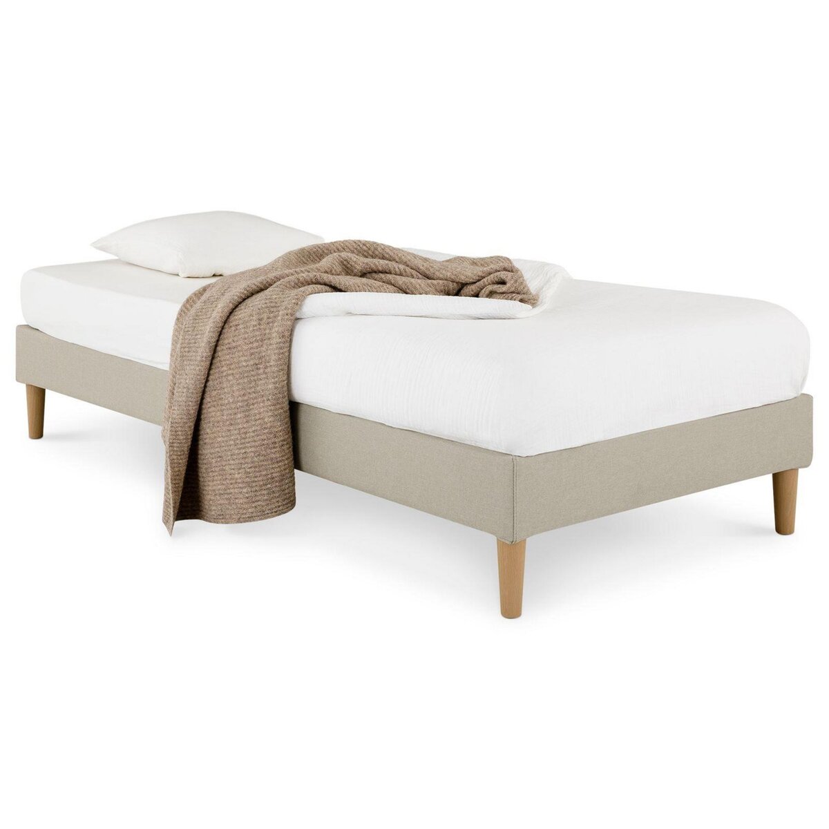 IDIMEX Sommier tapissier PAIMPOL 90 x 190 cm revêtement tissu