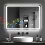 Voir la diapositive 5 : HOMCOM Miroir lumineux LED salle de bain Bluetooth 50x70cm - horloge numérique, antibuée, tactile, réglable - verre trempé 4 mm