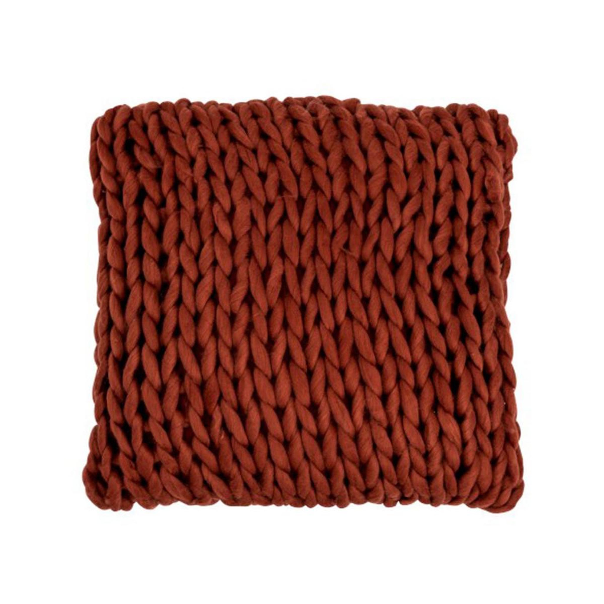 Voir la diapositive 1 : J-LINE Coussin déco carré  tricoté  40x40cm rouge