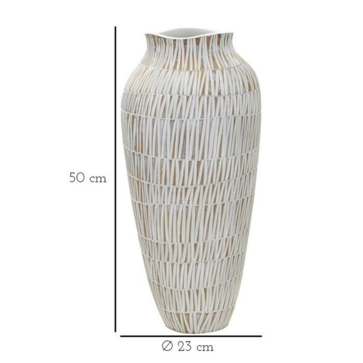 Paris Prix Vase Déco en Résine  Stiky  50cm Or & Blanc
