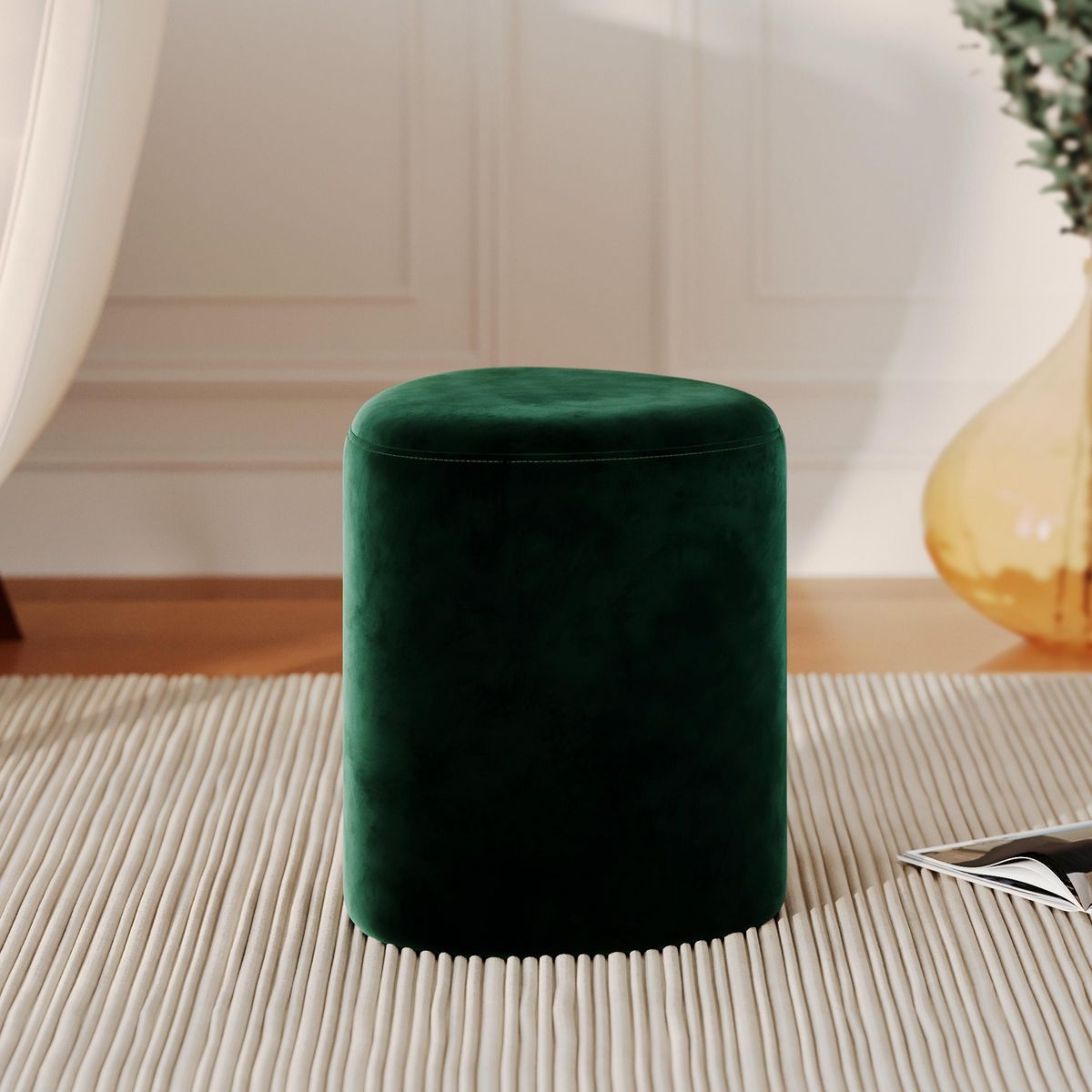 Rendez vous déco Pouf en velours vert - Emmy