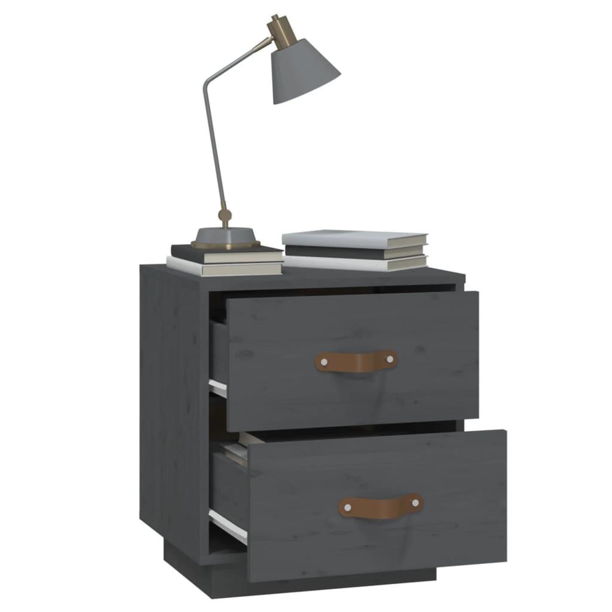 Voir la diapositive 5 : VIDAXL Tables de chevet 2 pcs Gris 40x34x45 cm Bois de pin massif