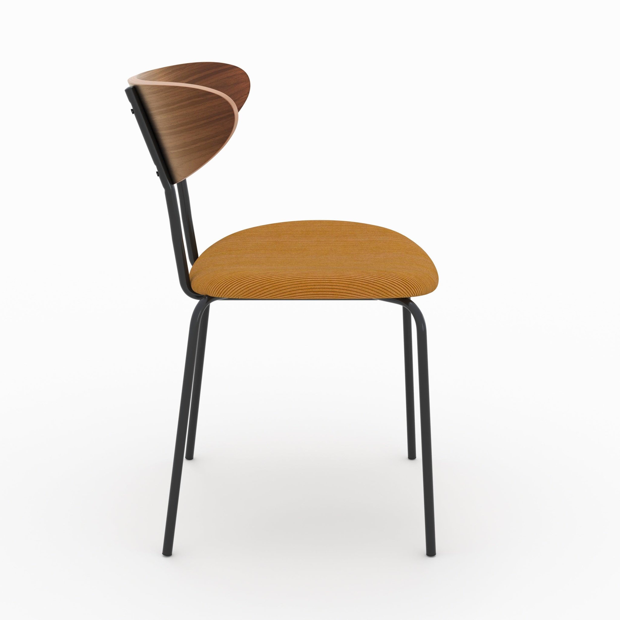 Voir la diapositive 6 : MAISON PAVANE Lot de 2 chaises en velours côtelé jaune moutarde et bois de noyer-jade