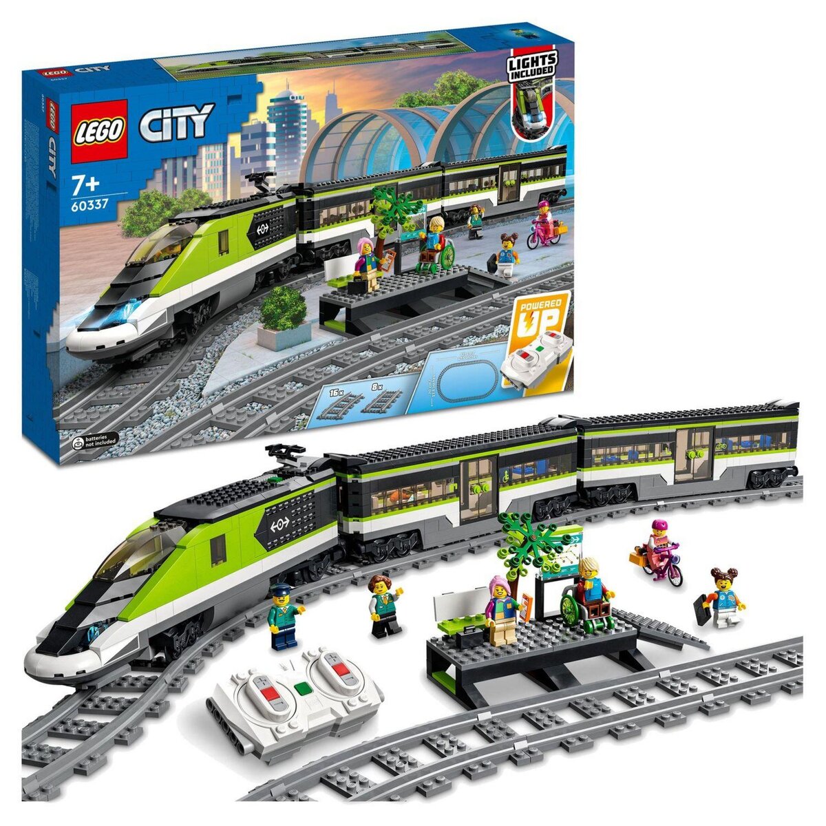 LEGO City 60337 Le Train de Voyageurs Express, Jouet Télécommandé avec Phares Fonctionnels