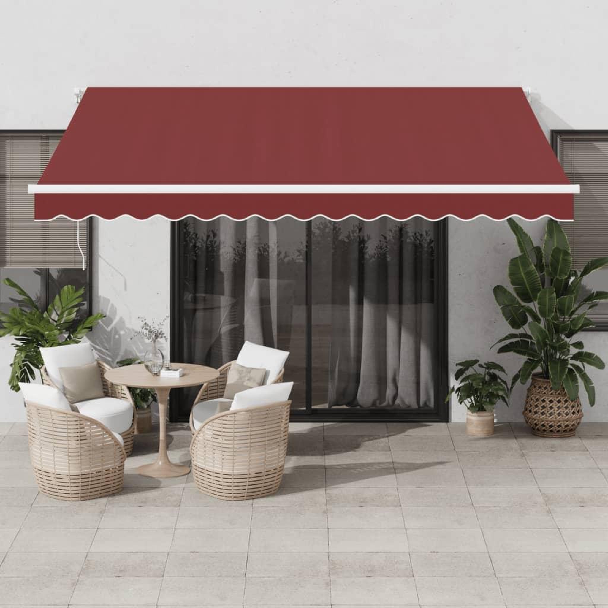 VIDAXL Auvent manuel retractable avec LED bordeaux 400x300 cm