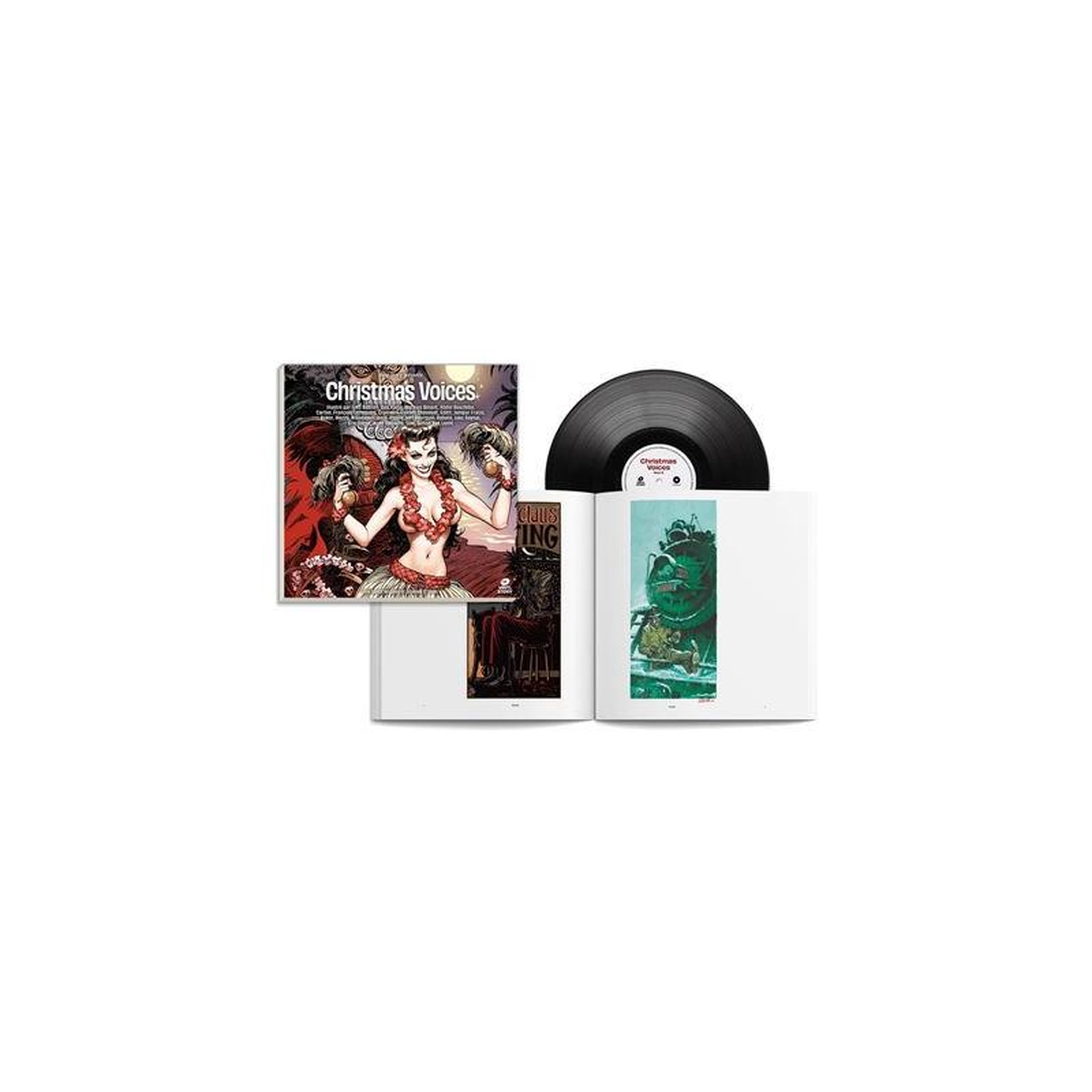 Christmas voices coffret vinyle 33 tours 30 cm noir + bd, couverture festive illustrée