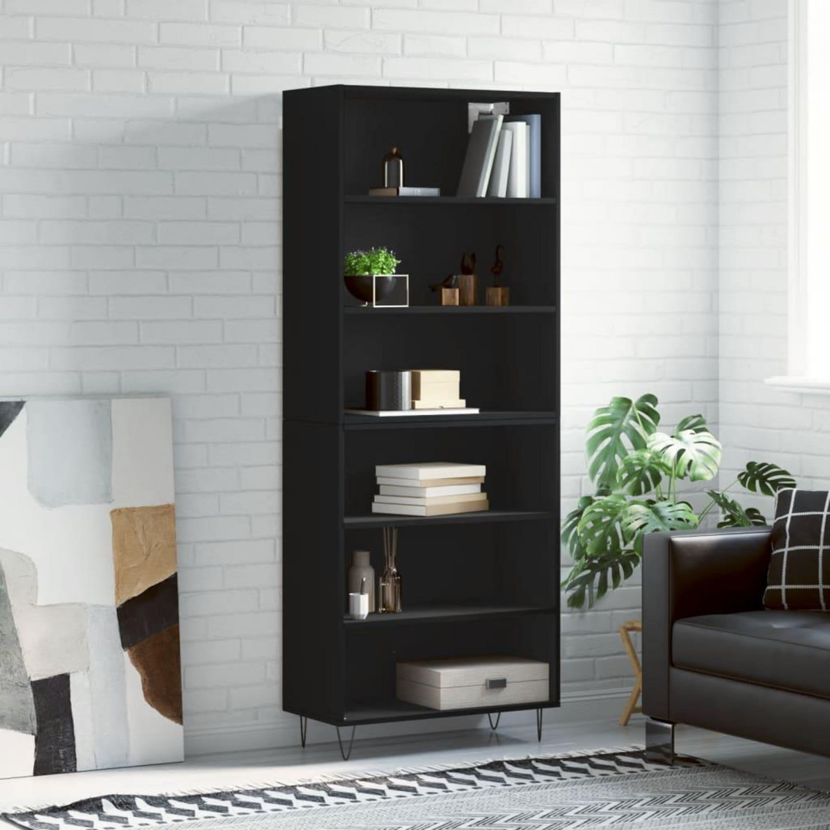 VIDAXL Buffet noir 69,5x32,5x180 cm bois d'ingenierie