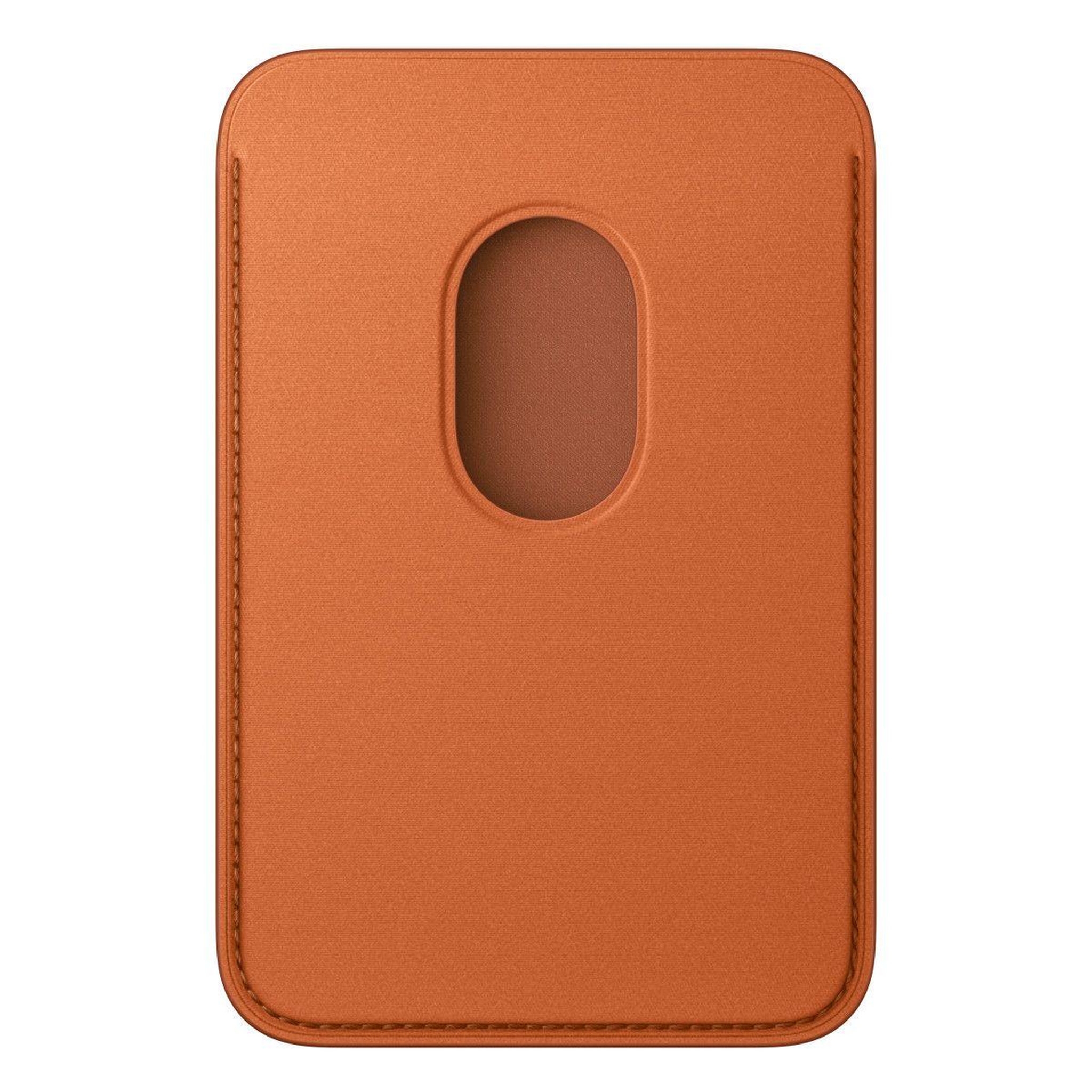 Voir la diapositive 2 : APPLE Porte-cartes magsafe tissage fin roux orange